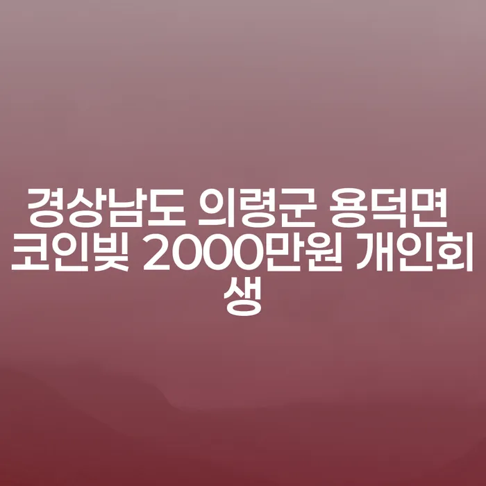 경상남도 의령군 용덕면에서 코인빚 2000만원, 개인회생으로 해결할 수 있을까요?